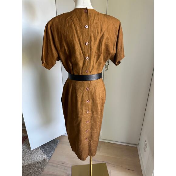 Vintage 90s Sheath Linen Dress Size 12/P Classic Tailored Look Career Business - Picture 4 of 9